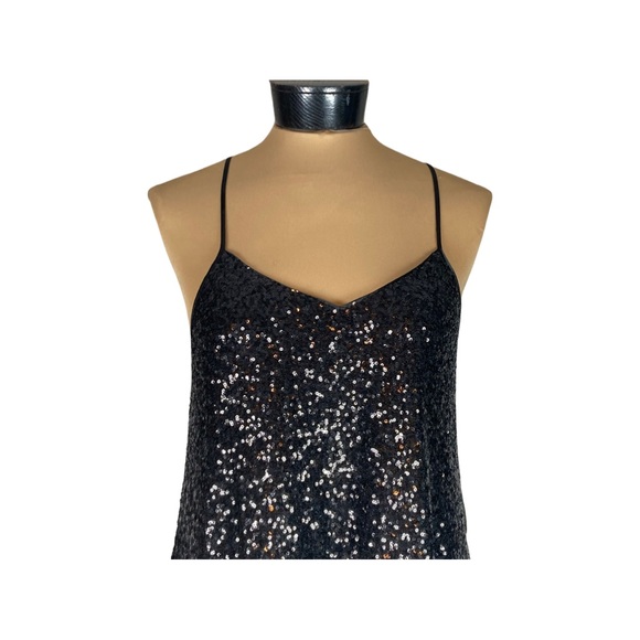 Pearl Georgina Chapman of Marchesa Sequin Trapeze Mini Dress Size 10 Black NWT - Picture 2 of 16